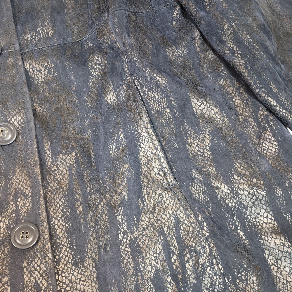 Erin London Textured‎ Snake Print Blazer Women's XL Navy Blue Velour Whimsigoth - Picture 3 of 10